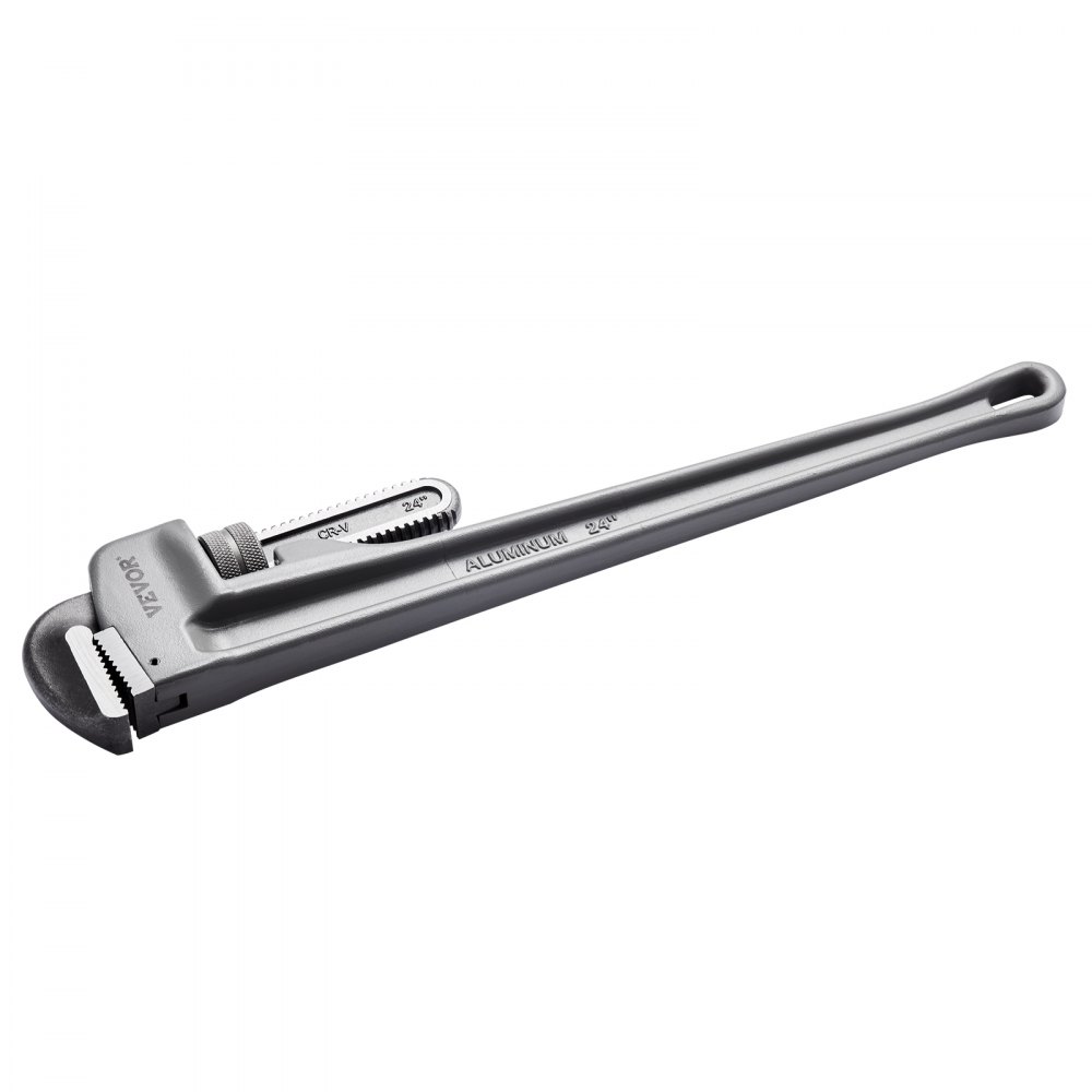 VEVOR Pipe Wrench, 609.6mm Aluminum Straight Pipe Wrench, Adjustable Plumbing Wrench, with High Strength Jaw and Ergonomic Handle, Easy to Carry, Hangable Design, for Water Pipes, Automotive Repairs