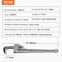 VEVOR Pipe Wrench, 609.6mm Aluminum Straight Pipe Wrench, Adjustable Plumbing Wrench, with High Strength Jaw and Ergonomic Handle, Easy to Carry, Hangable Design, for Water Pipes, Automotive Repairs