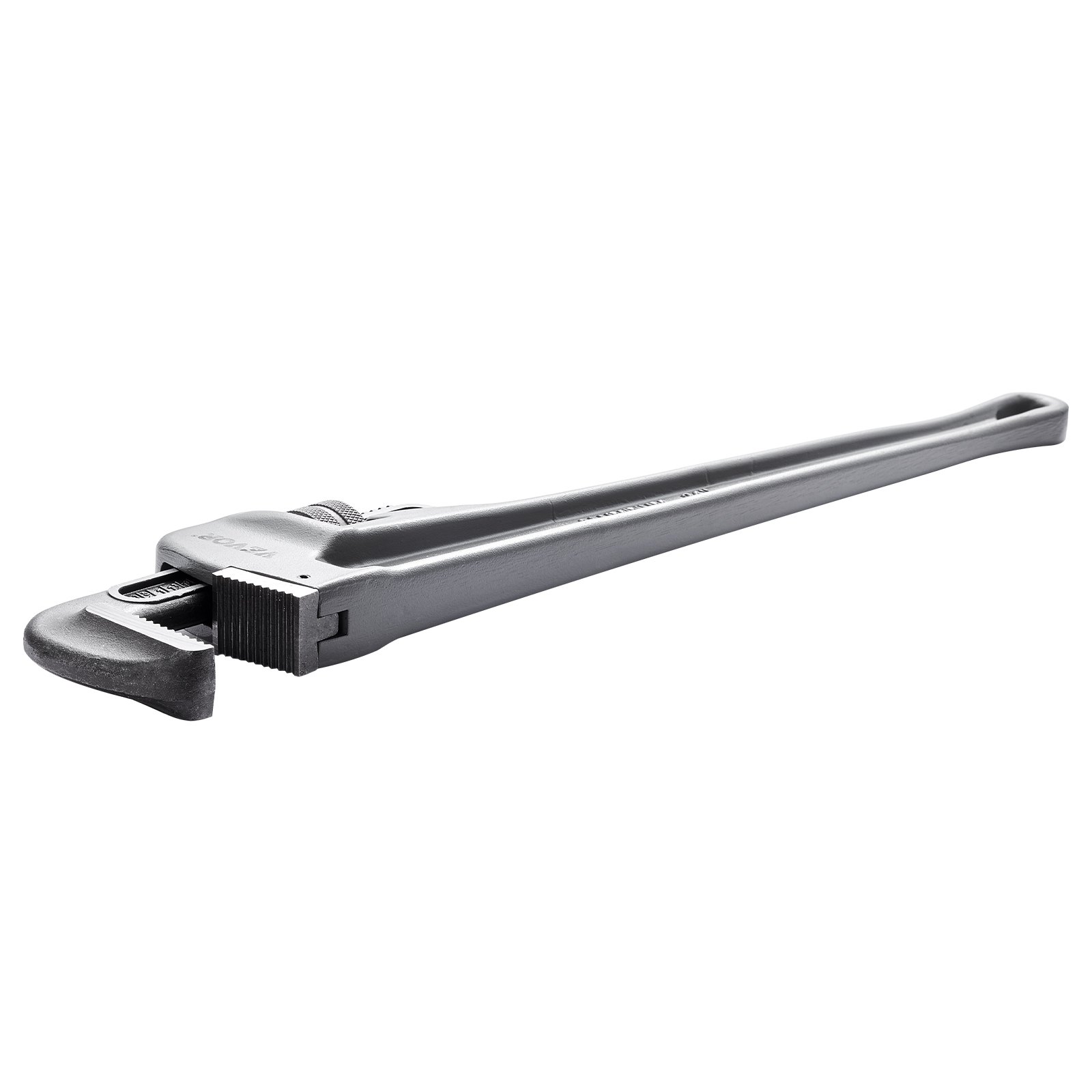 VEVOR pipe wrench with long handle, adjustable jaw, and sturdy construction on white background.