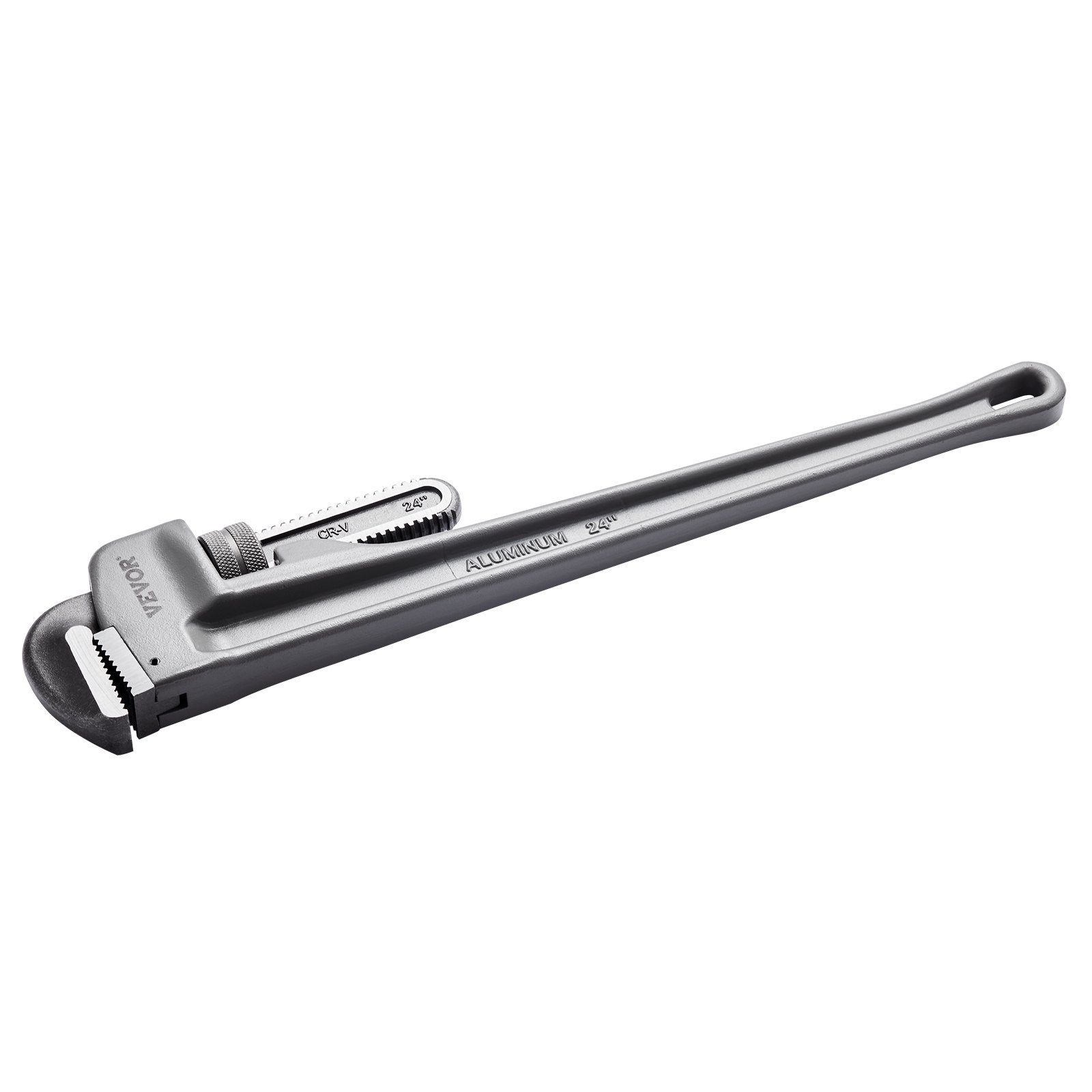 VEVOR aluminum pipe wrench, 24-inch, with adjustable jaw and ergonomic handle design.