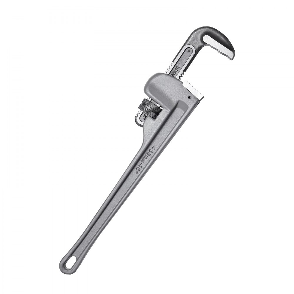 VEVOR Pipe Wrench, 457.2mm Aluminum Straight Pipe Wrench, Adjustable Plumbing Wrench, with High Strength Jaw and Ergonomic Handle, Easy to Carry, Hangable Design, for Water Pipes, Automotive Repairs