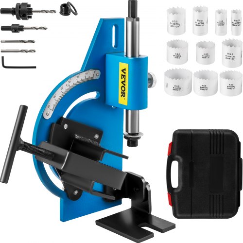 VEVOR Tube Notcher Kit 60 Degree Pipe Tubing Notcher w/13 Pc Bi-Metal Hole Saw?3/4" -2-1/2" with Case Tubing and Pipe Notcher 2 Drills Tube Notcher Tool for cutting holes through Metal, Wood, Plastic.