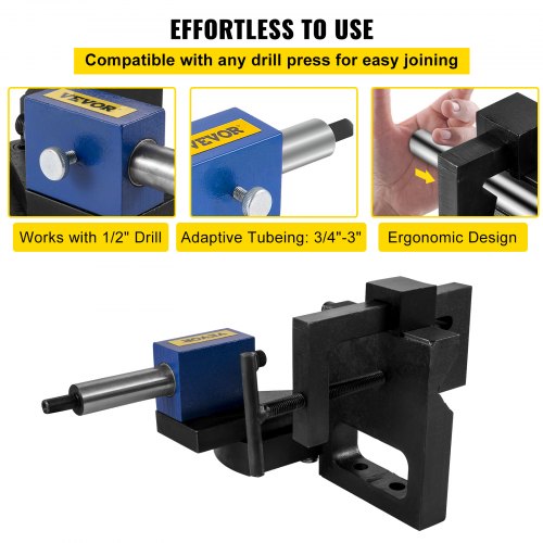VEVOR Pipe Notcher Punch and Press Tool for 0-50 Degree Tube Notcher Tool Notches 3/4"-3" Round Tubing Bore Hole Pipe Knotcher Aluminium Frame Tubing Notcher for Cutting Holes Through Metal, Wood.