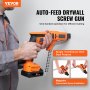VEVOR Drywall Screw Gun Auto-Feed, 20V Max Collated Drywall Screwgun, 4200RPM Brushless Cordless Drywall Gun Kit with 2 Battery Packs, Charger, Belt Clip, Tool Bag, Screw Length and Depth Adjustable