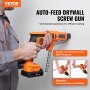 VEVOR Drywall Screw Gun Auto-feed, 20V Maks Collated Drywall Screwgun, 4200RPM børsteløst trådløs gipspistolsett med 2 batteripakker, lader, belteklips, verktøyveske, skrulengde og dybdejusterbar