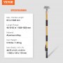 VEVOR drywall flat box handle, 63 in max length, aluminum alloy, 2.76 lbs, 40.75 x 5.31 x 4.33 in.