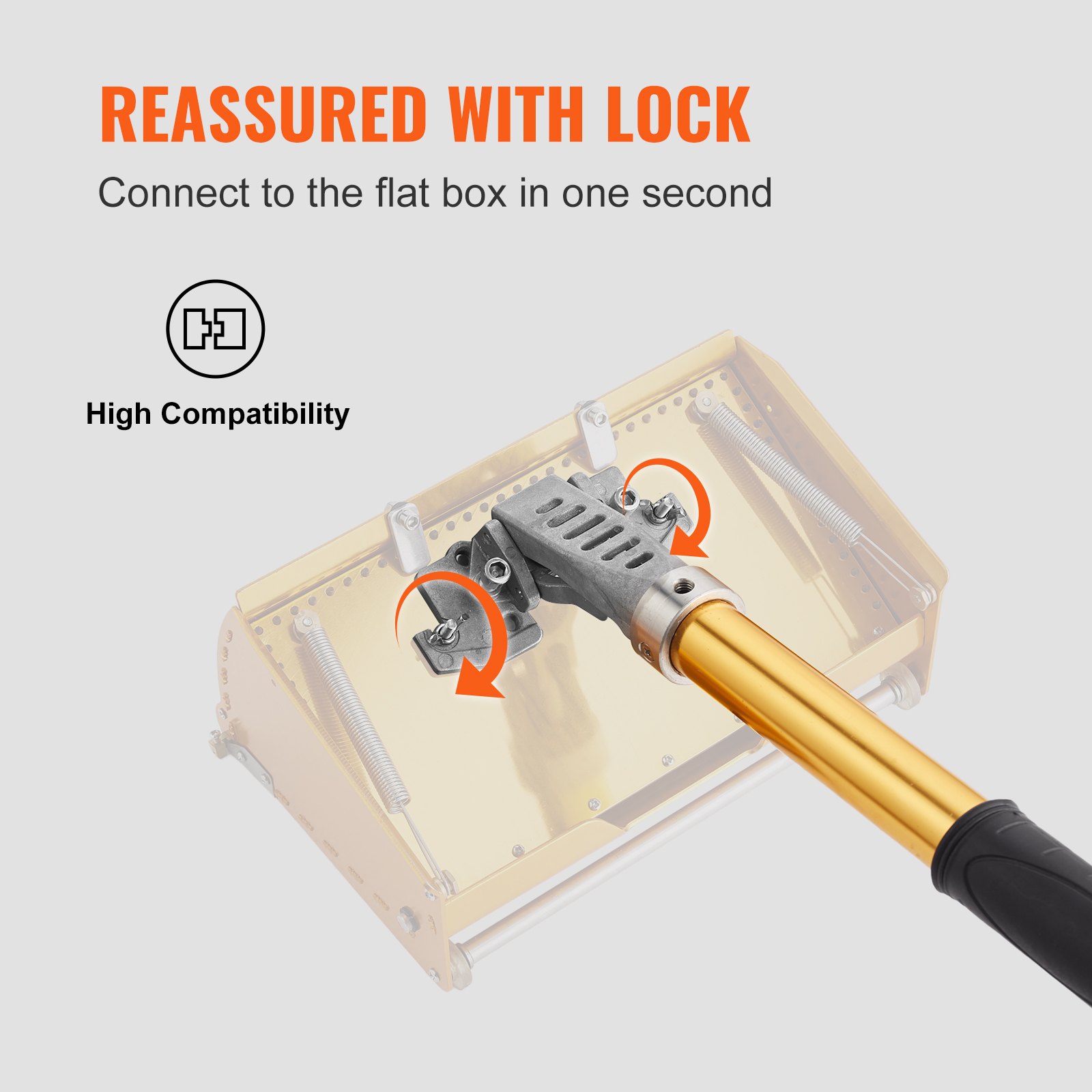 VEVOR drywall flat box handle showcasing lock feature and high compatibility for quick attachment.