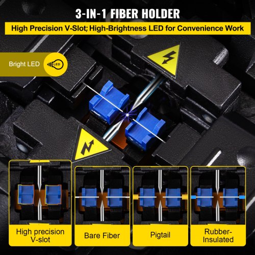 VEVOR Fiber Fusion Splicer Automatic Focus A-80S FTTH Fiber Optic Fusion Splicer Kit 5 Inch Digital LCD Screen Fusion Splicer Machine Optical Fiber Cleaver Kit