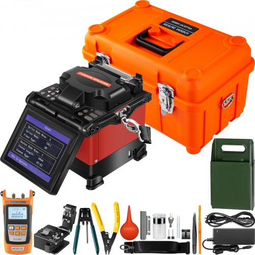 VEVOR A-80S Fiber Fusion Splicer, 5 Inch Digital TFT Color LCD Screen Automatic Optical Fiber Welding Splicing Machine Kit AC 220V for Railway Electric Power