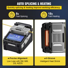 VEVOR AI-7 Fiber Fusion Splicer with 8 Seconds Splicing Time Melting 18 Seconds Heating Fusion Splicer Machine Optical Fiber Cleaver Kit for Optical Fiber & Cable Projects