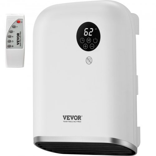 VEVOR Electric Wall Heater 1500W, Small Space Heaters with Touch Screen & Wireless Remote Control, Tip-Over & Overheat & IPX24 Waterproof Safety Protection, Wall-Mount/Tabletop for Indoor Use, White
