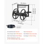 VEVOR Wall Mounted Garden Hose Reel, Holds 38m 5/8-inch Hose, Heavy-Duty Water Hose Winder, Space-Saving Design, Outdoor Manual Reel with Brass Fitting and Storage Basket for Yard Lawn