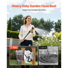Wall Mounted Garden Hose Reel 150ft 5/8 in Hose Winder Brass Fitting Hose Guide