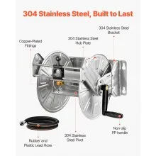Wall Mounted Garden Hose Reel 150ft 5/8 in Hose Winder Brass Fitting Hose Guide