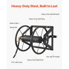 Wall Mounted Garden Hose Reel 200ft 5/8 in Manual Hose Winder Brass Fitting