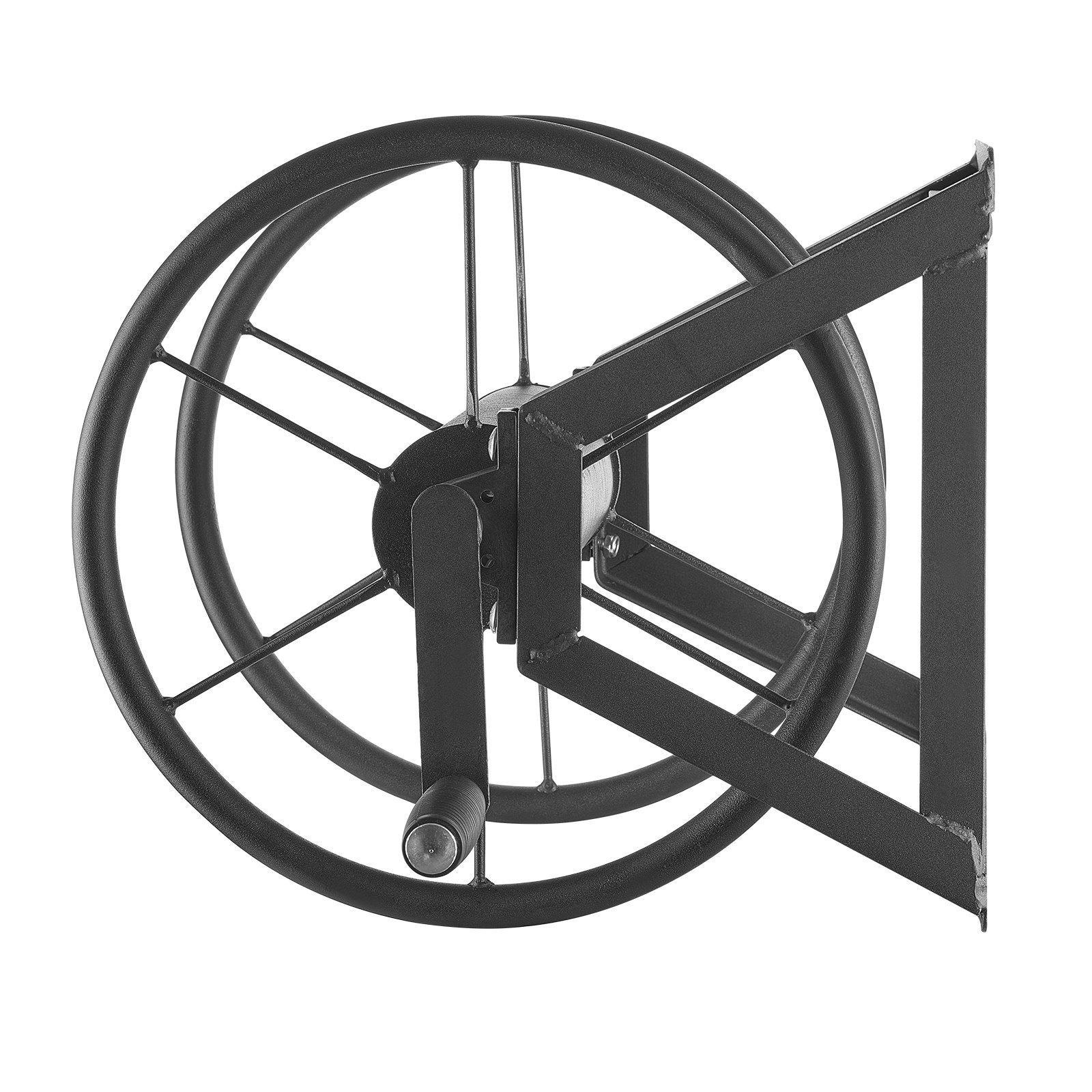 VEVOR Wall Mounted Garden Hose Reel, Holds 61m 5/8-inch Manual Water Hose Winder, Heavy-Duty Steel, Outdoor Reel with Brass Fitting & 5ft Leader Hose, Space Saving, for Yard Lawn Garage