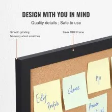 VEVOR Cork Board, 24 x 18 inches, Double-sided Bulletin Board with MDF Sticker Frame, Vision Board Includes 10 Pushpins, for Display and Decoration in Office Home and School