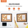 VEVOR Cork Board, 36x24 inches Bulletin Board with MDF Sticker Frame, Vision Board Includes 10 Pushpins, for Display and Decoration in Office Home and School