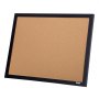 rectangular VEVOR cork board with a black frame, positioned at an angle against a white background.
