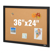 VEVOR Cork Board Bulletin Board 36" x 24" with MDF Sticker Frame Wall Mounted