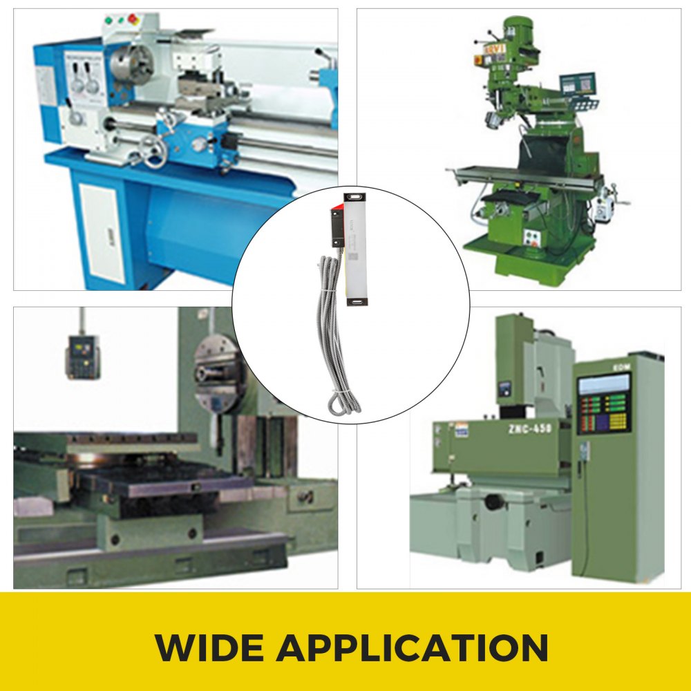VEVOR 1 Axis Lathe Linear Scale 200mm with Accuracy 0.0002" Optical Length Precision Linear Scale Aluminum Body for Mill Milling Lathe Machine with Accessories (200mm(8"))