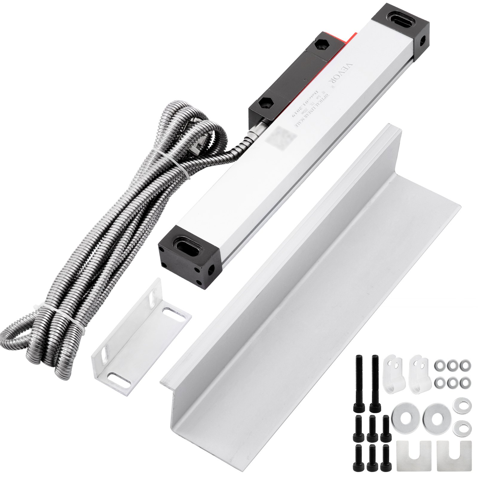 VEVOR 1 Axis Lathe Linear Scale 200mm with Accuracy 0.0002" Optical Length Precision Linear Scale Aluminum Body for Mill Milling Lathe Machine with Accessories (200mm(8"))