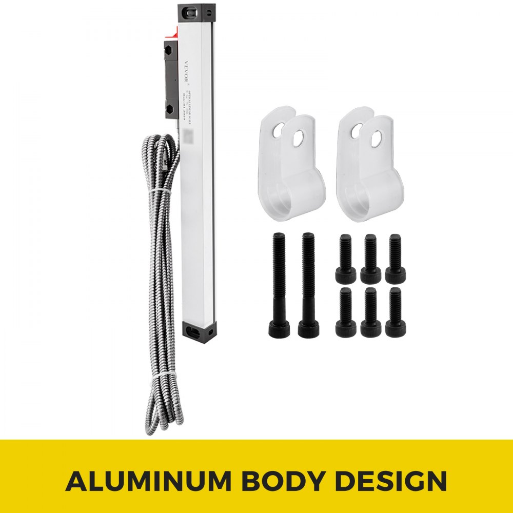 VEVOR Torno de 1 eje Escala lineal 250 mm con precisión 0,0002 "Longitud óptica Escala lineal de precisión Cuerpo de aluminio para máquina de torno fresadora con accesorios (250 mm(10"))