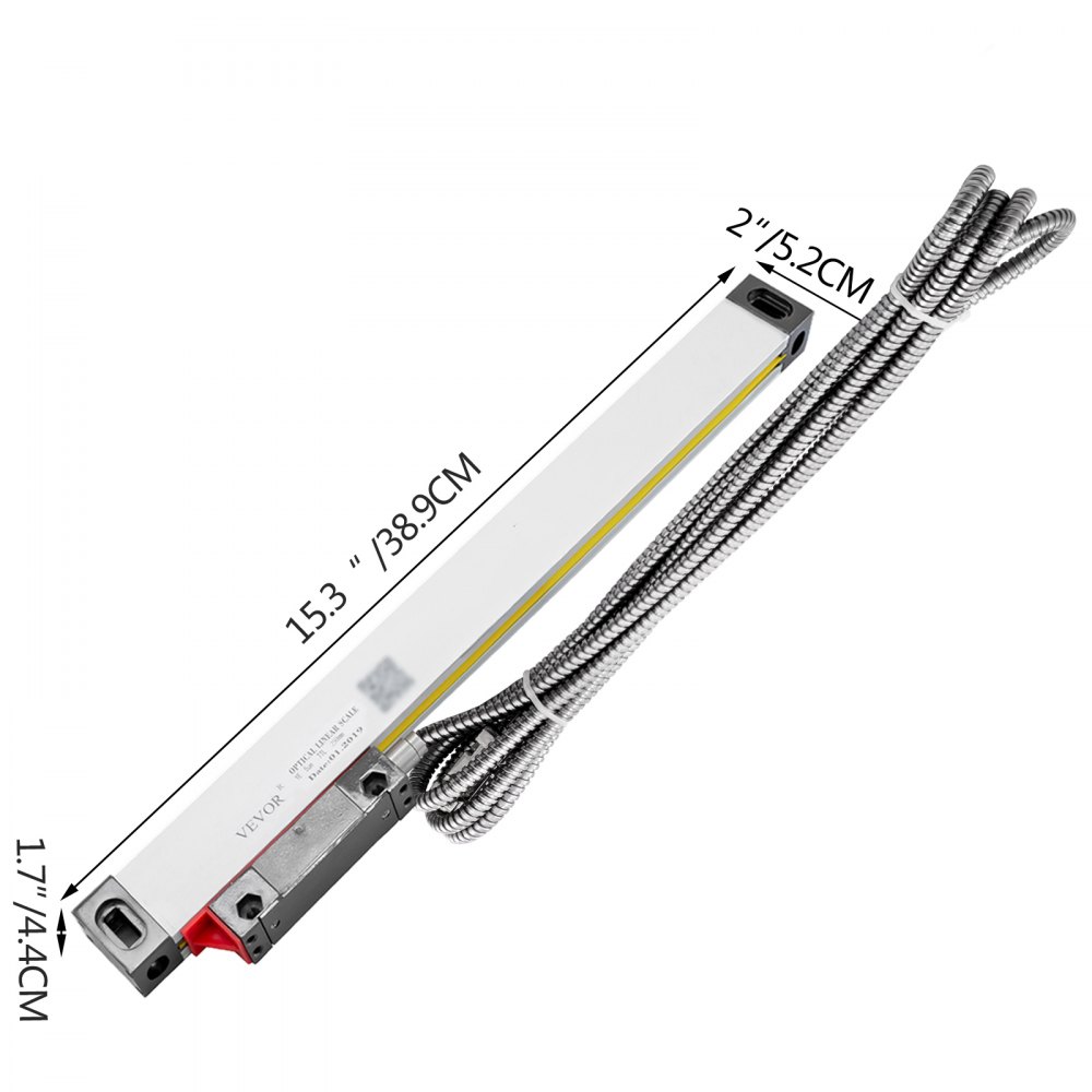 VEVOR Torno de 1 eje Escala lineal 250 mm con precisión 0,0002 "Longitud óptica Escala lineal de precisión Cuerpo de aluminio para máquina de torno fresadora con accesorios (250 mm(10"))