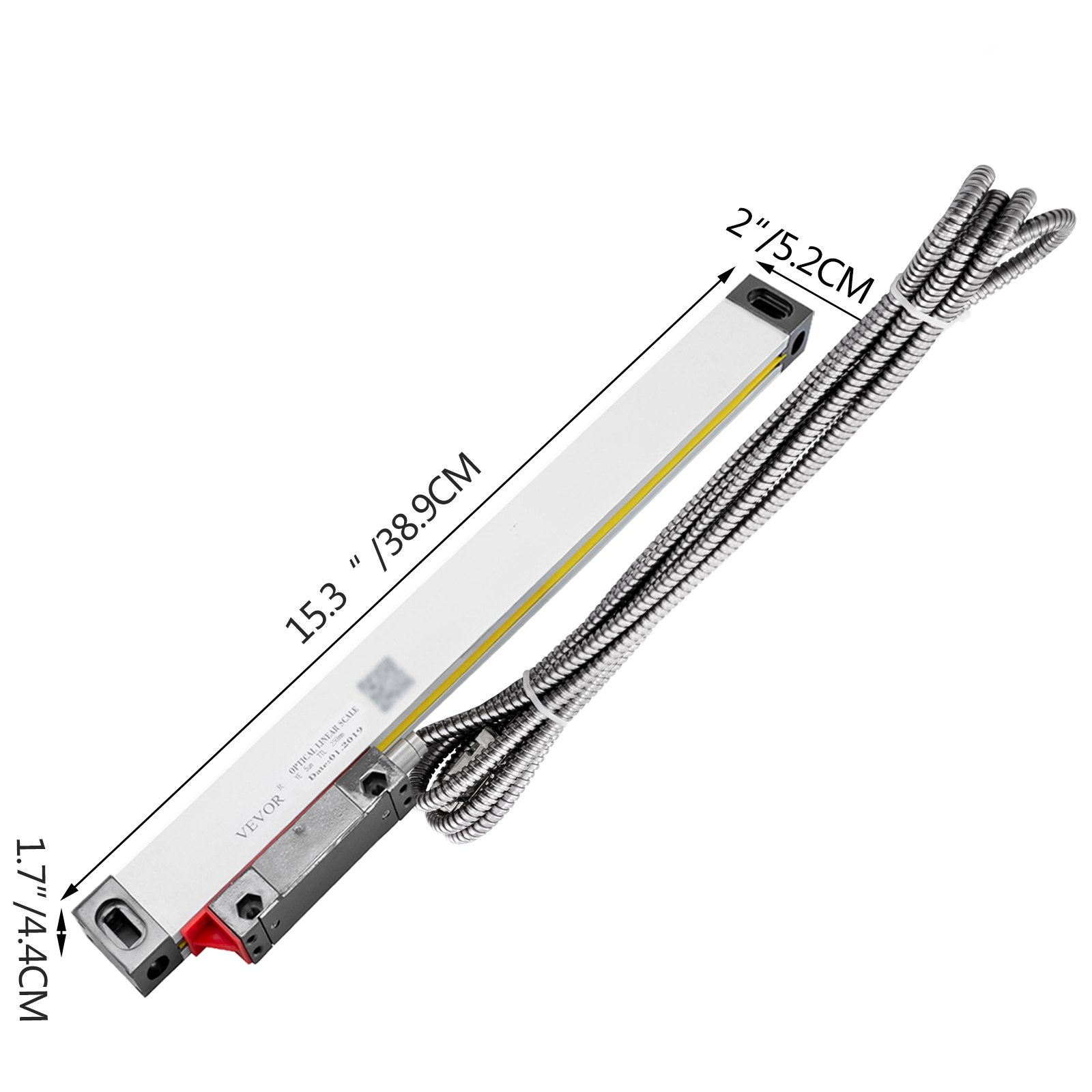 VEVOR Torno de 1 eje Escala lineal 250 mm con precisión 0,0002 "Longitud óptica Escala lineal de precisión Cuerpo de aluminio para máquina de torno fresadora con accesorios (250 mm(10"))