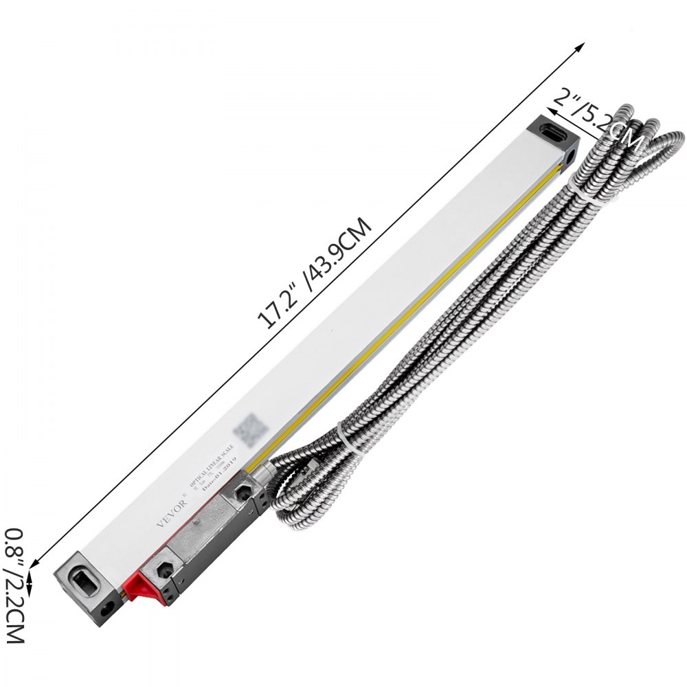 VEVOR 1 Axis Lathe Linear Scale 300mm with Accuracy 0.0002" Optical Length Precision Linear Scale Aluminum Body for Mill Milling Lathe Machine with Accessories (300mm(12"))