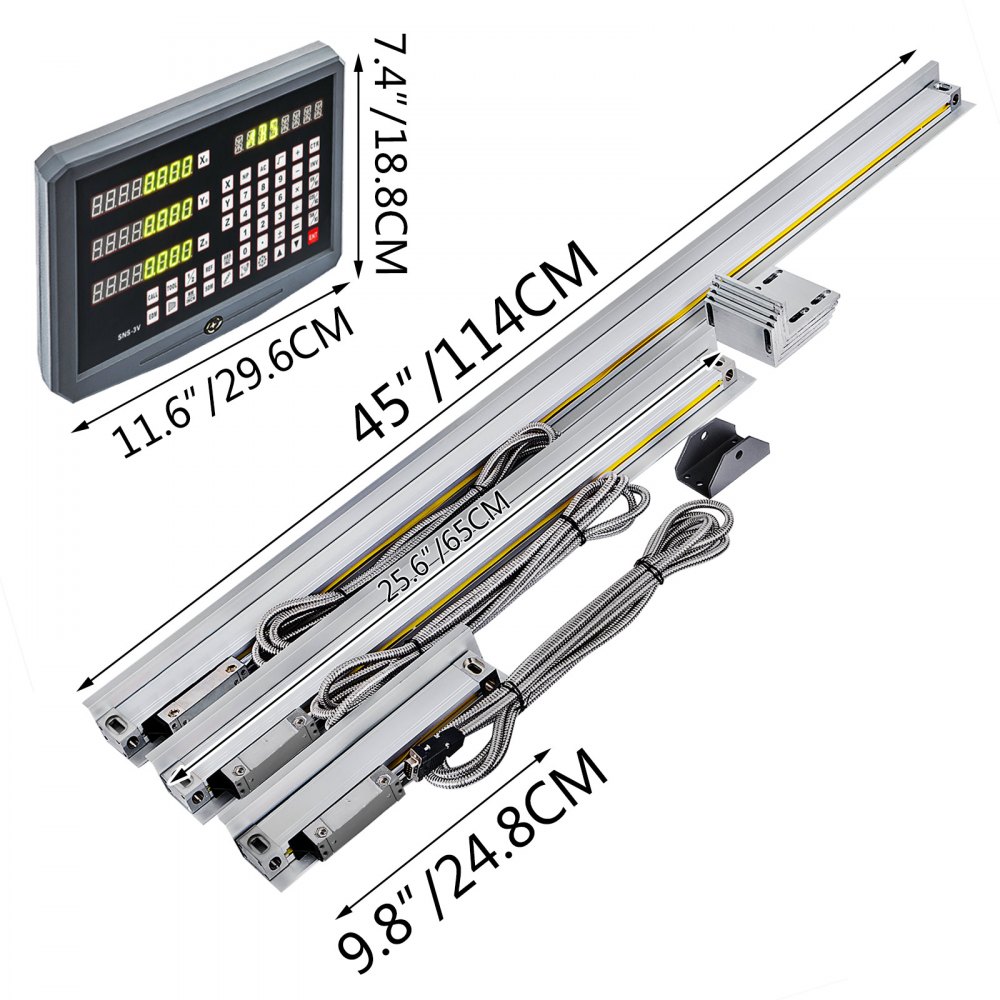 3 Axis Digital Readout DRO 100&500&1000 mm(4"&19.7"&40") Precision Linear Scale