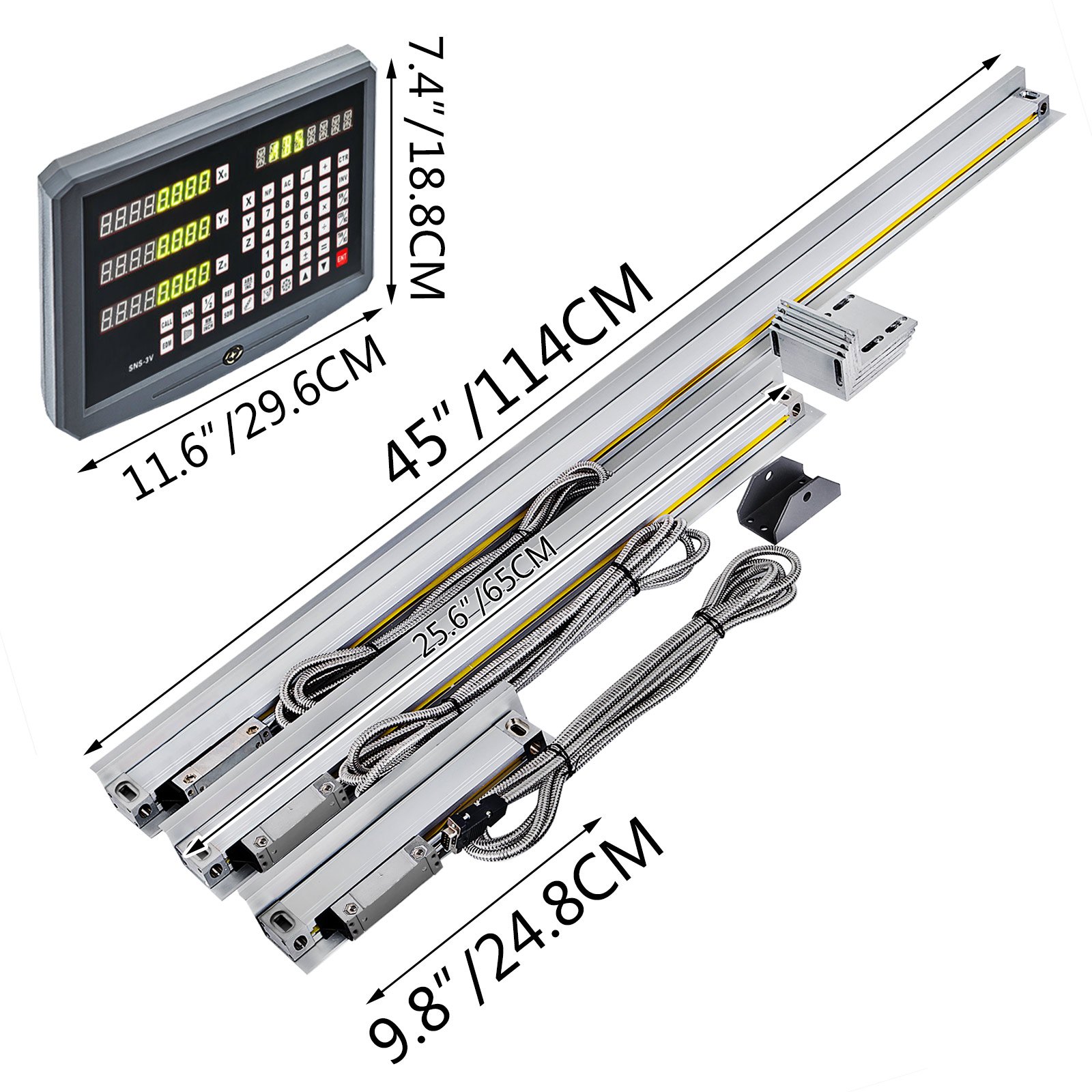 3 Axis Digital Readout DRO 100&500&1000 mm(4"&19.7"&40") Precision Linear Scale
