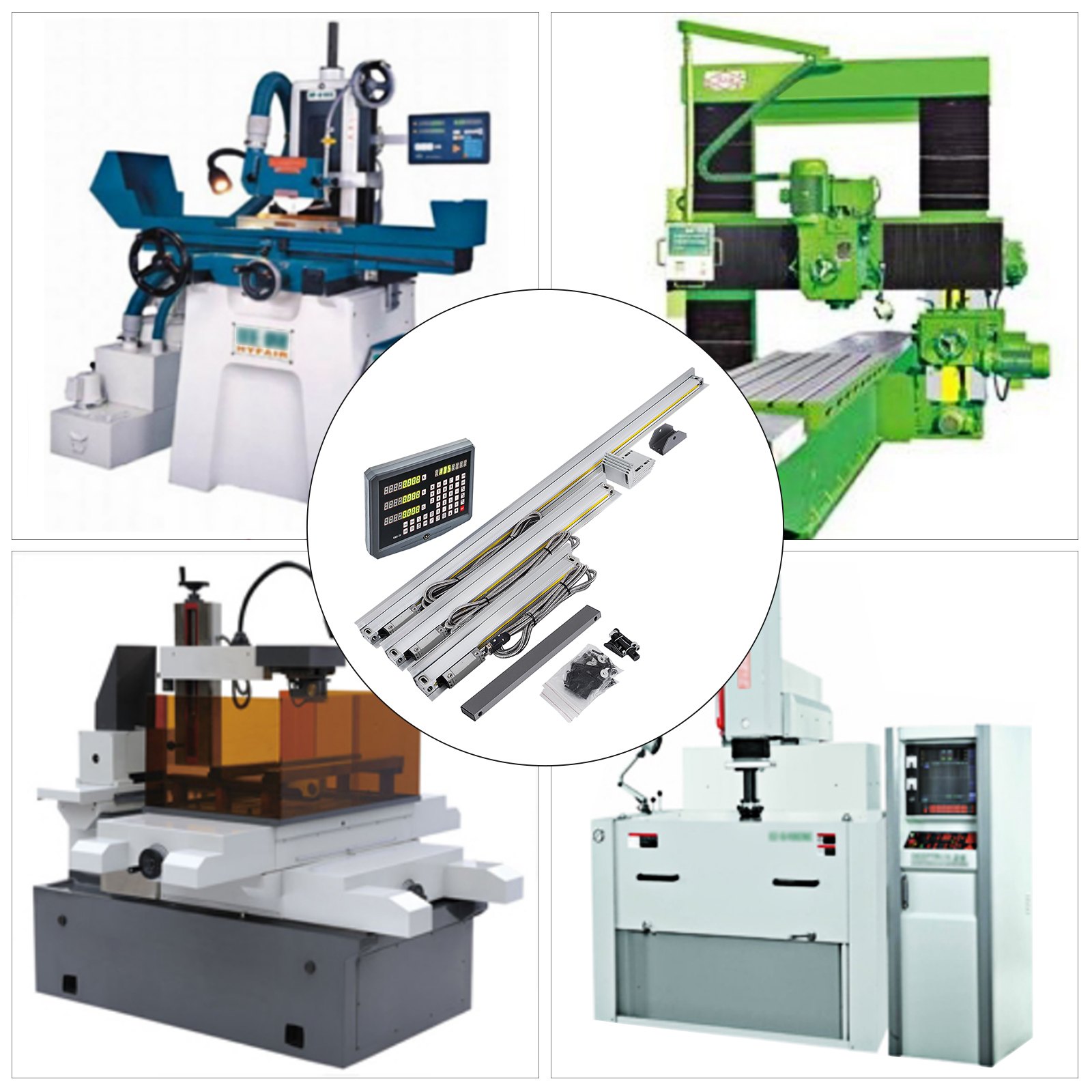 VEVOR Digital Readout, 3 Axis, DRO Display with 250 & 550 & 750 mm Travel Length Precision Linear Scale, for Mill Milling Machine