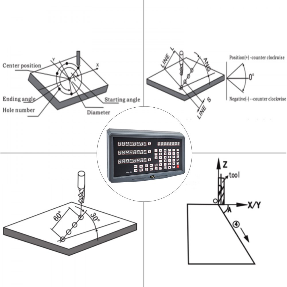 3 Axis Digital Readout DRO 450&500&1000mm(17.7"&20"&40") Precision Linear Scale