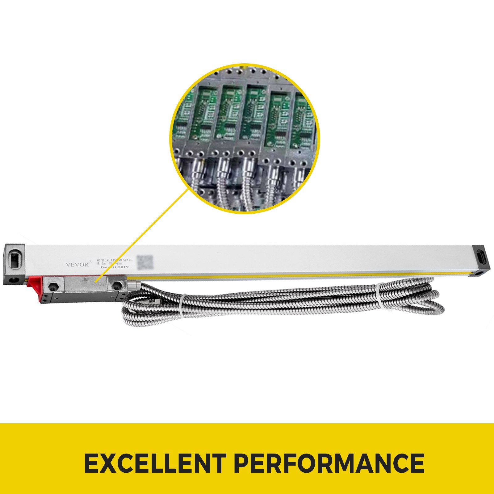 VEVOR Lathe Linear Scale 400 mm Linear Glass Scale Precision Linear Scale, with High Accuracy 0.0002" Optical Length, Aluminum Body for Drilling, Grinding, Mill Milling Lathe machine with Accessories