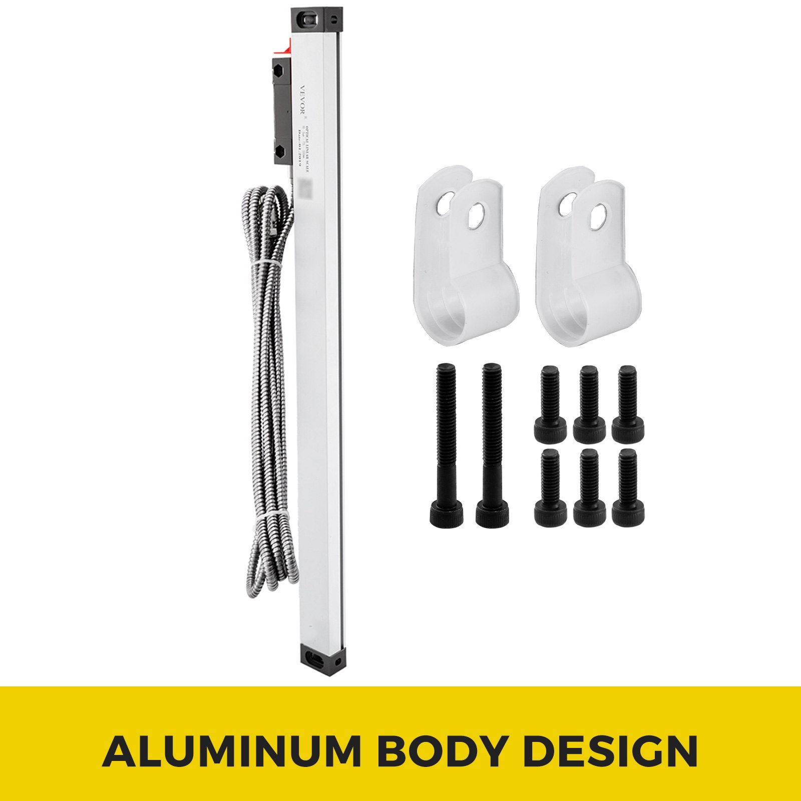 VEVOR Lathe Linear Scale 400 mm Linear Glass Scale Precision Linear Scale, with High Accuracy 0.0002" Optical Length, Aluminum Body for Drilling, Grinding, Mill Milling Lathe machine with Accessories