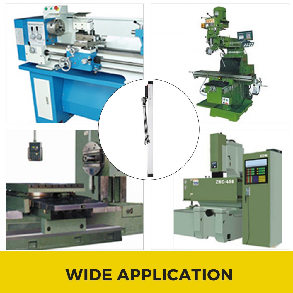 VEVOR Torno de 1 eje Escala lineal 500 mm con precisión 0.0002 "Longitud óptica Precisión Escala lineal Cuerpo de aluminio para fresadora Máquina de torno con accesorios (500 mm (20"))