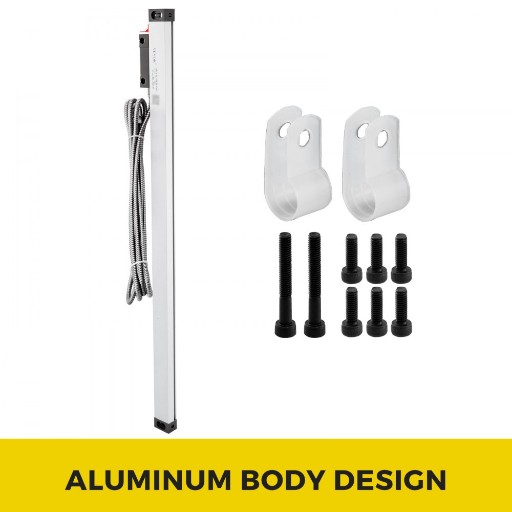 VEVOR Torno de 1 eje Escala lineal 550 mm con precisión 0.0002 "Longitud óptica Precisión Escala lineal Cuerpo de aluminio para fresadora Máquina de torno con accesorios (550 mm (22"))