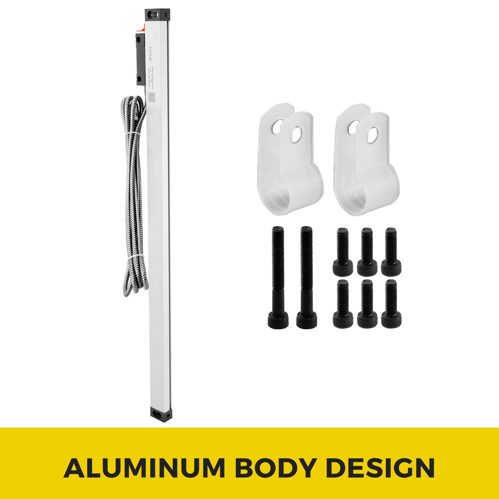 VEVOR Torno de 1 eje Escala lineal 550 mm con precisión 0.0002 "Longitud óptica Precisión Escala lineal Cuerpo de aluminio para fresadora Máquina de torno con accesorios (550 mm (22"))