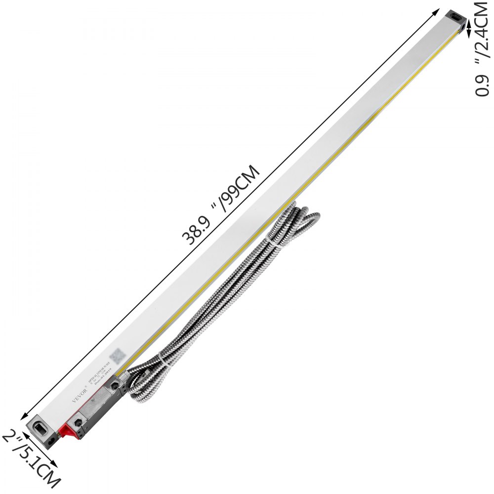 Soustruh VEVOR lineární měřítko 850 mm lineární skleněné měřítko s vysokou přesností 0,0002" optická délka, přesné lineární měřítko, hliníkové tělo pro vrtání, broušení, frézovací frézka Soustruh s příslušenstvím
