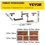 VEVOR Pipe Shelves Industrial Iron Pipe Wall Mounted w/ 5-Tier Wood Planks Black