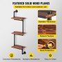 VEVOR Pipe Shelf, Industrial Steel Pipe Shelving w/ 3-Shelf Solid Wood Planks, Modern Rustic Floating Shelves Wall Mounted, DIY Storage Bracket for Bookshelf, Kitchen, Bathroom, Home Decor, Black