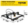 Gravador a laser de mesa VEVOR 16,1 "x 15,7" Grande área de gravação 5,5 W de potência a laser