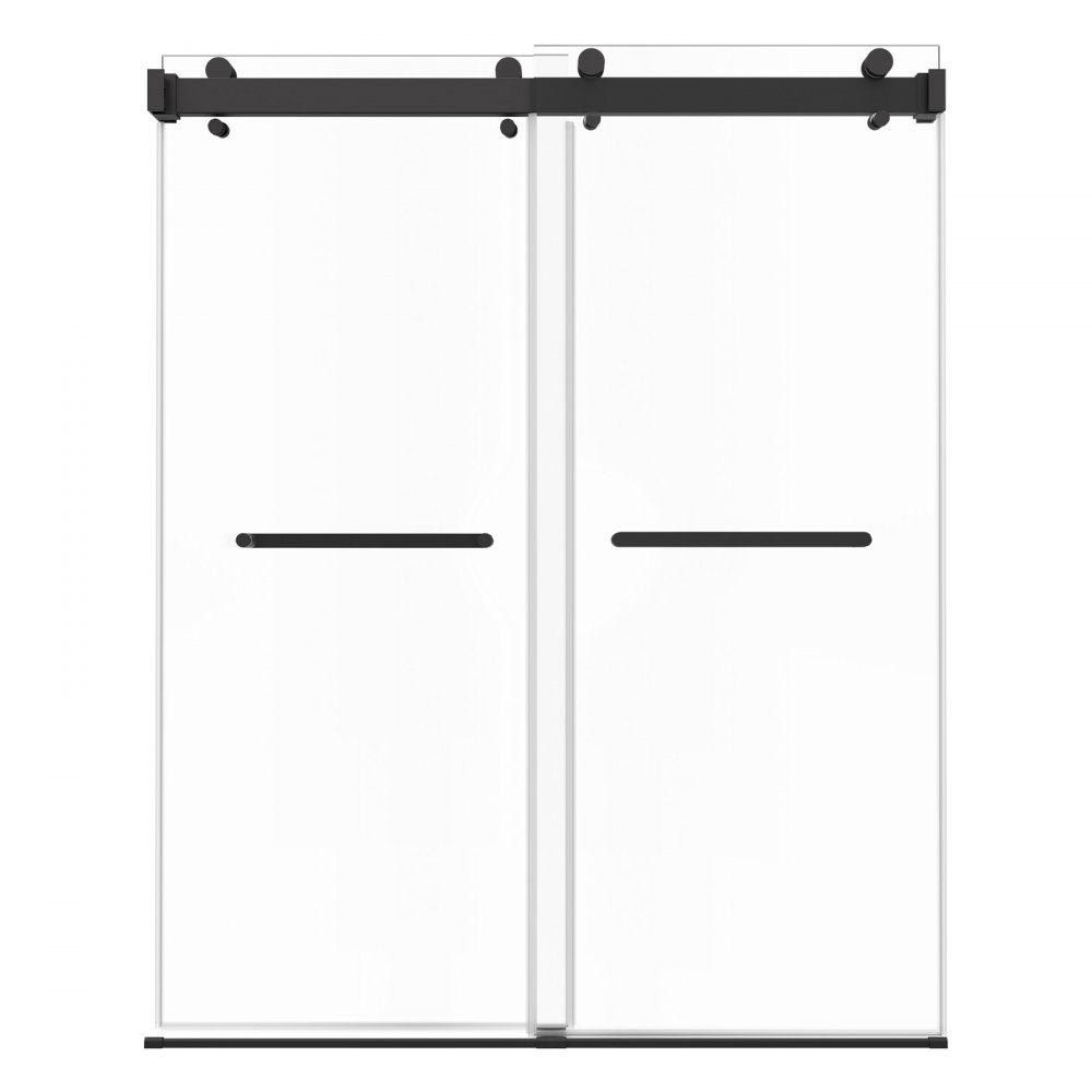 VEVOR Frameless Shower Door, 1219 mm W x 1930mm H, Shower Sliding Glass Door with 10 mm Thick Clear Tempered Glass, Noiseless Shatterproof Nano Coating, with Rail, Seal Strip and Hardware Kit