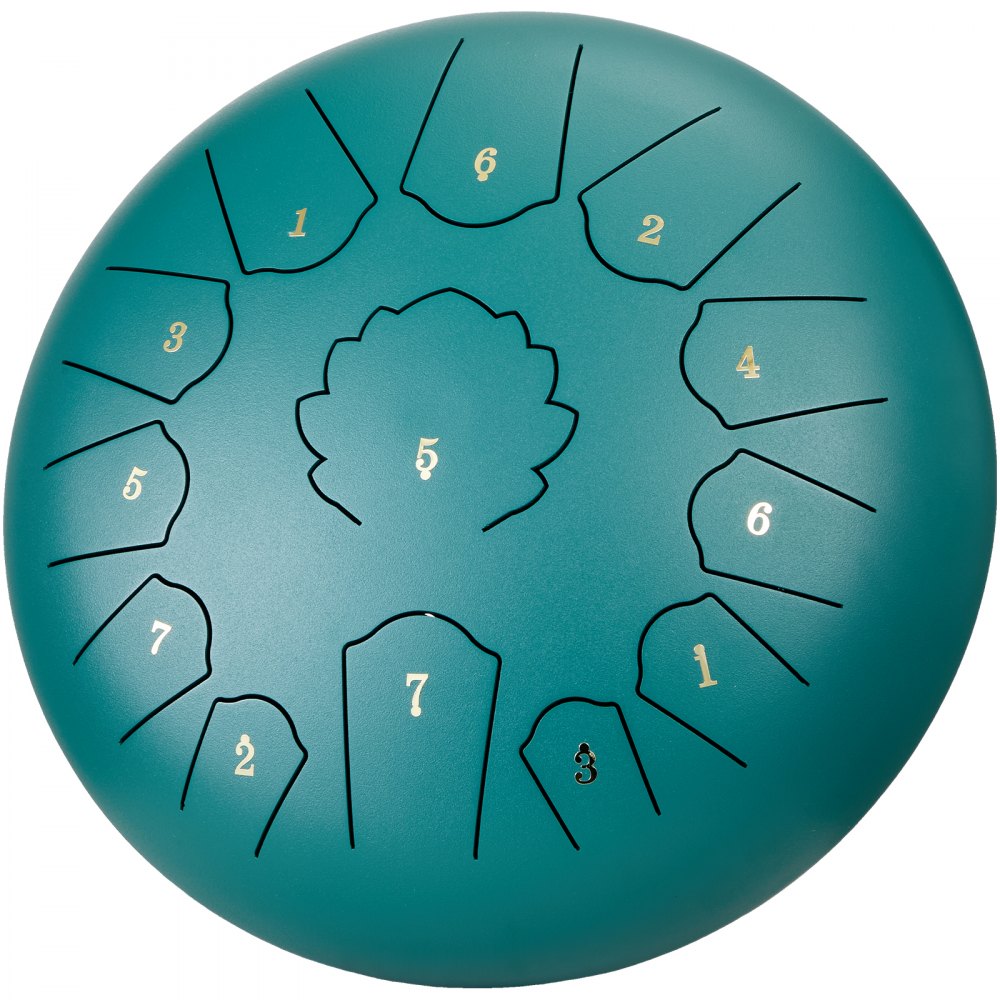 VEVOR Steel Tongue Drum, 12 in & 13 Notes, C Major Steel Drum for Outside Garden, with 2 Mallets & Carry Bag, Hand Pan Drum Percussion Instrument for Meditation Musical Education Yoga, Green