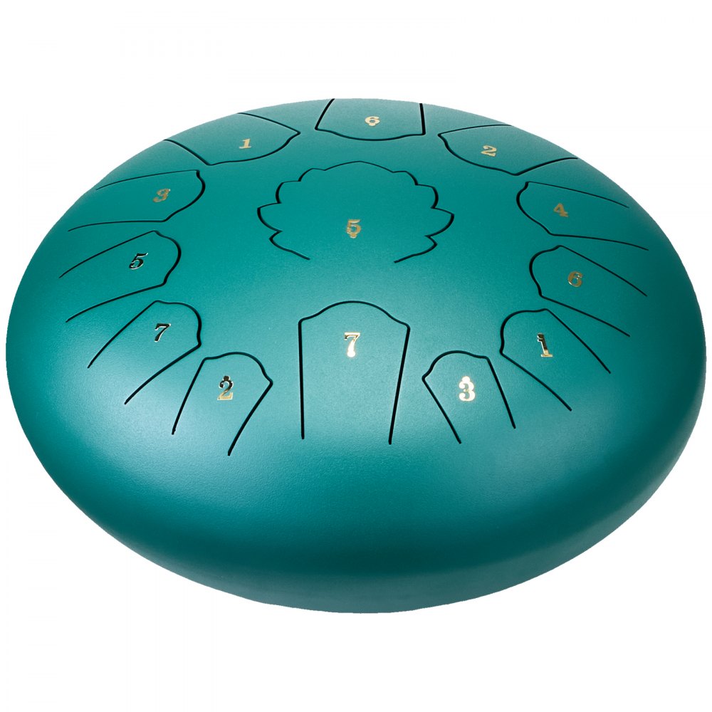 VEVOR Steel Tongue Drum, 12 in & 13 Notes, C Major Steel Drum for Outside Garden, with 2 Mallets & Carry Bag, Hand Pan Drum Percussion Instrument for Meditation Musical Education Yoga, Green