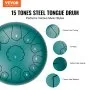 VEVOR Steel Tongue Drum 12 in 13 Notes Rain Drum for Outside C Major Green