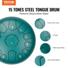 VEVOR Steel Tongue Drum 12 in 13 Notes Rain Drum for Outside C Major Green