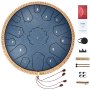 VEVOR Steel Tongue Drum 14 in 15 Notes Rain Drum for Outside D Major Navy Blue