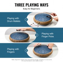 VEVOR Steel Tongue Drum 14 in 15 Notes Rain Drum for Outside C Major Navy Blue